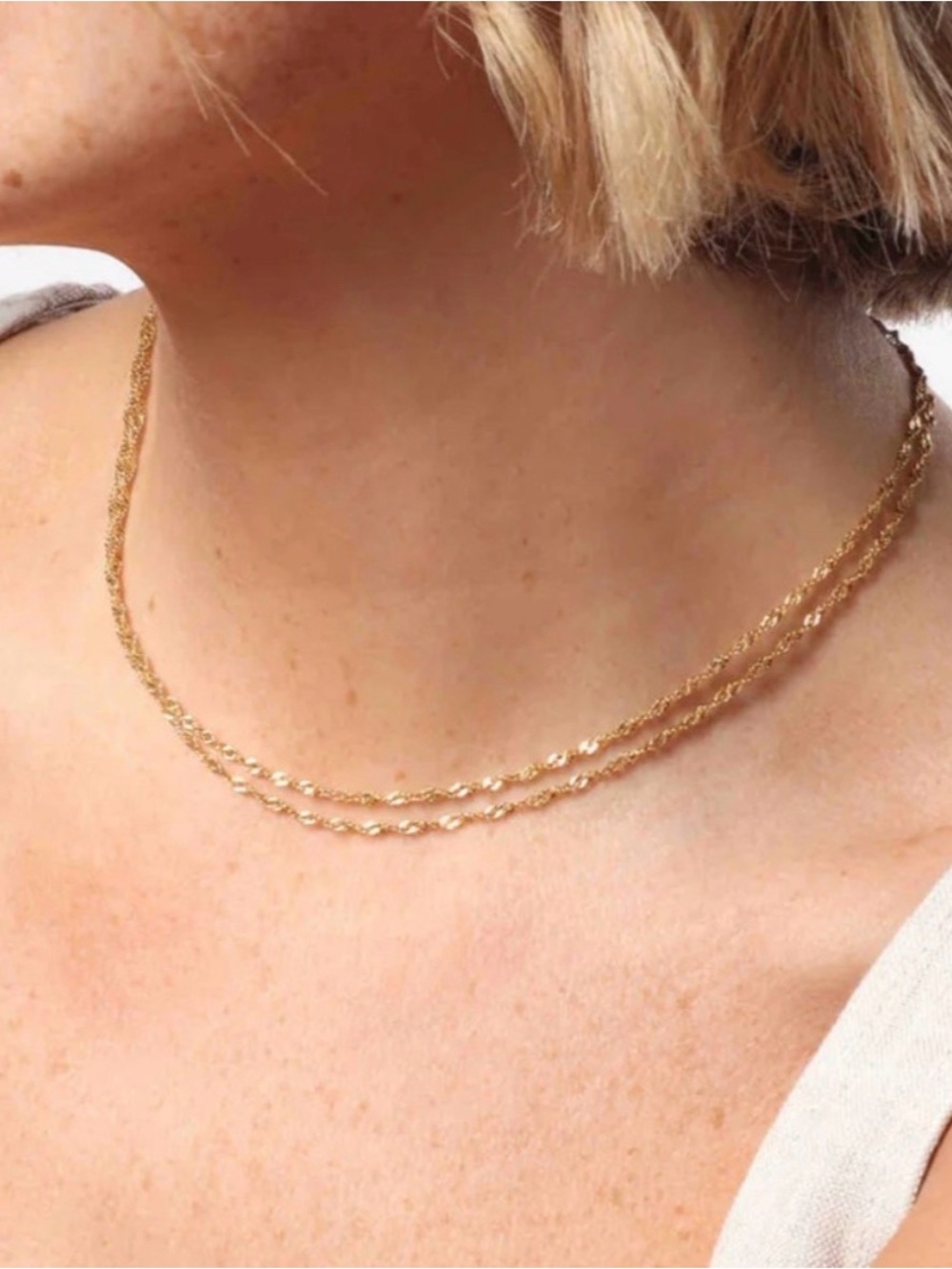 Marrin Costello Helix Layers Gold Double Chain Necklace with Bag